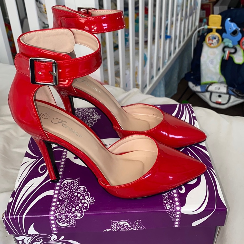 Brand New, red heels with strap